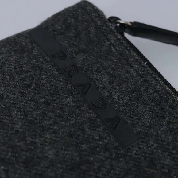 PRADA Pouch Wool Black Auth ti2350 - Picture 9 of 16
